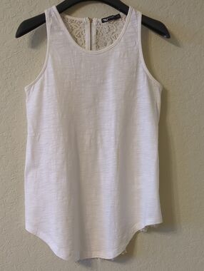 White Lace-Back Scoop Neck Tank